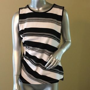 HALOGEN | Side Tie Detail Striped Sleeveless…